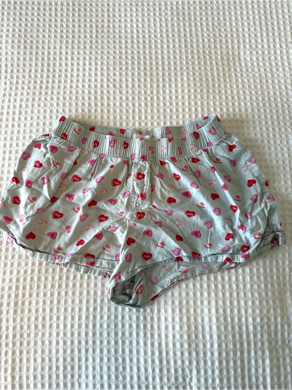 Valentines Conversation Heart Candy Pajama Shorts Size M - Picture 1 of 3